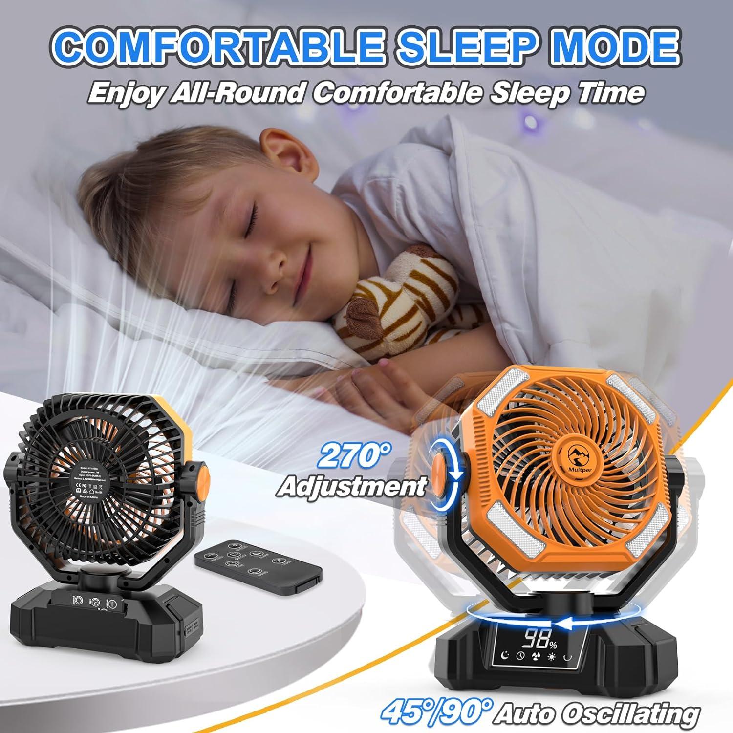 Ventilador de Camping Multper 20000mAh Oscilante con LED