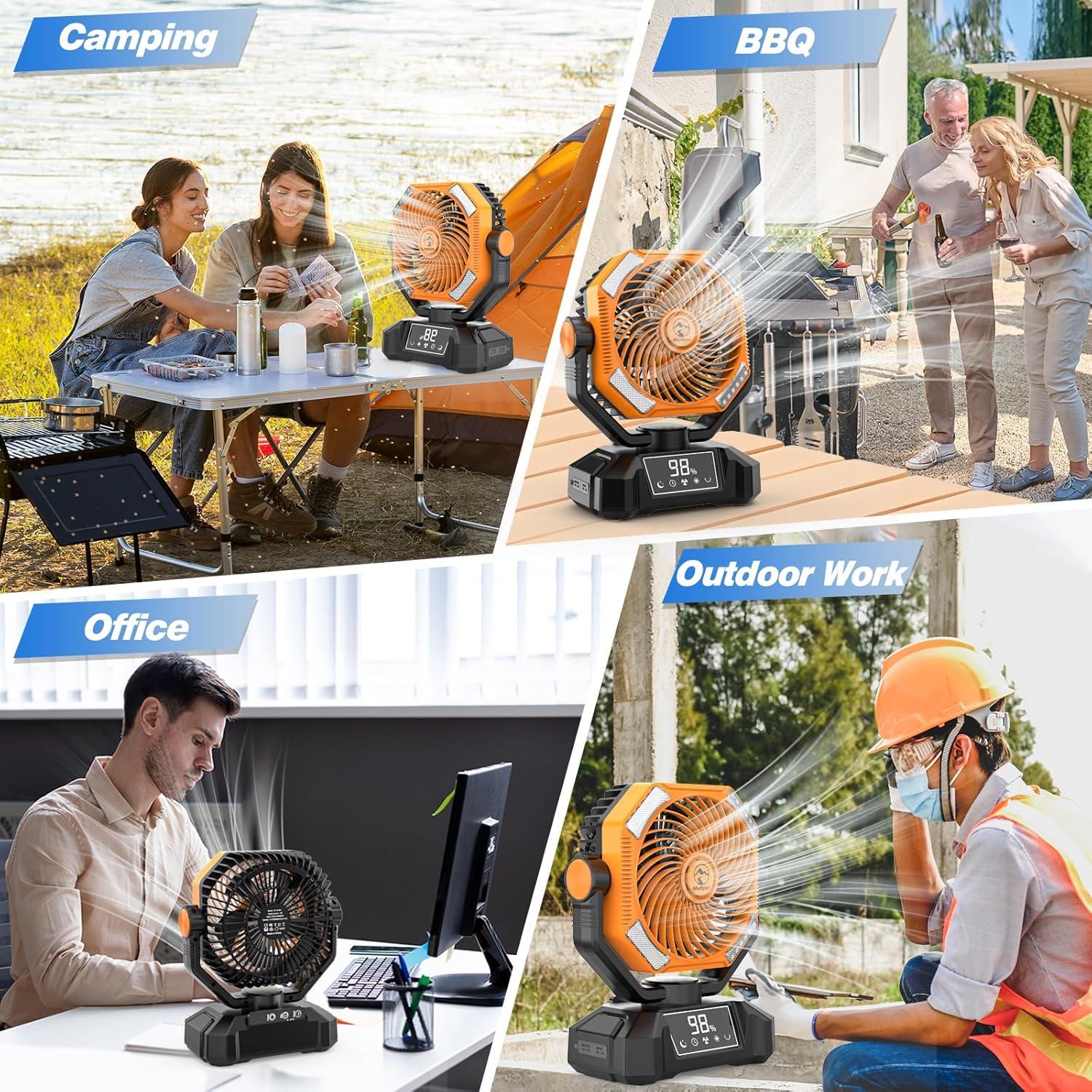 Ventilador de Camping Multper 20000mAh Oscilante con LED