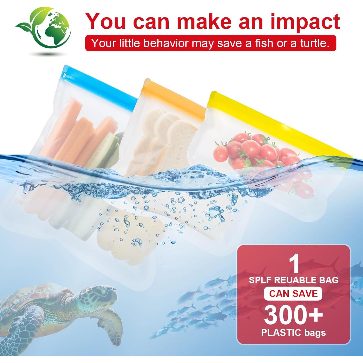 Bolsas de Silicona Reutilizables KKUADCEHI 3.78L a Prueba de Fugas