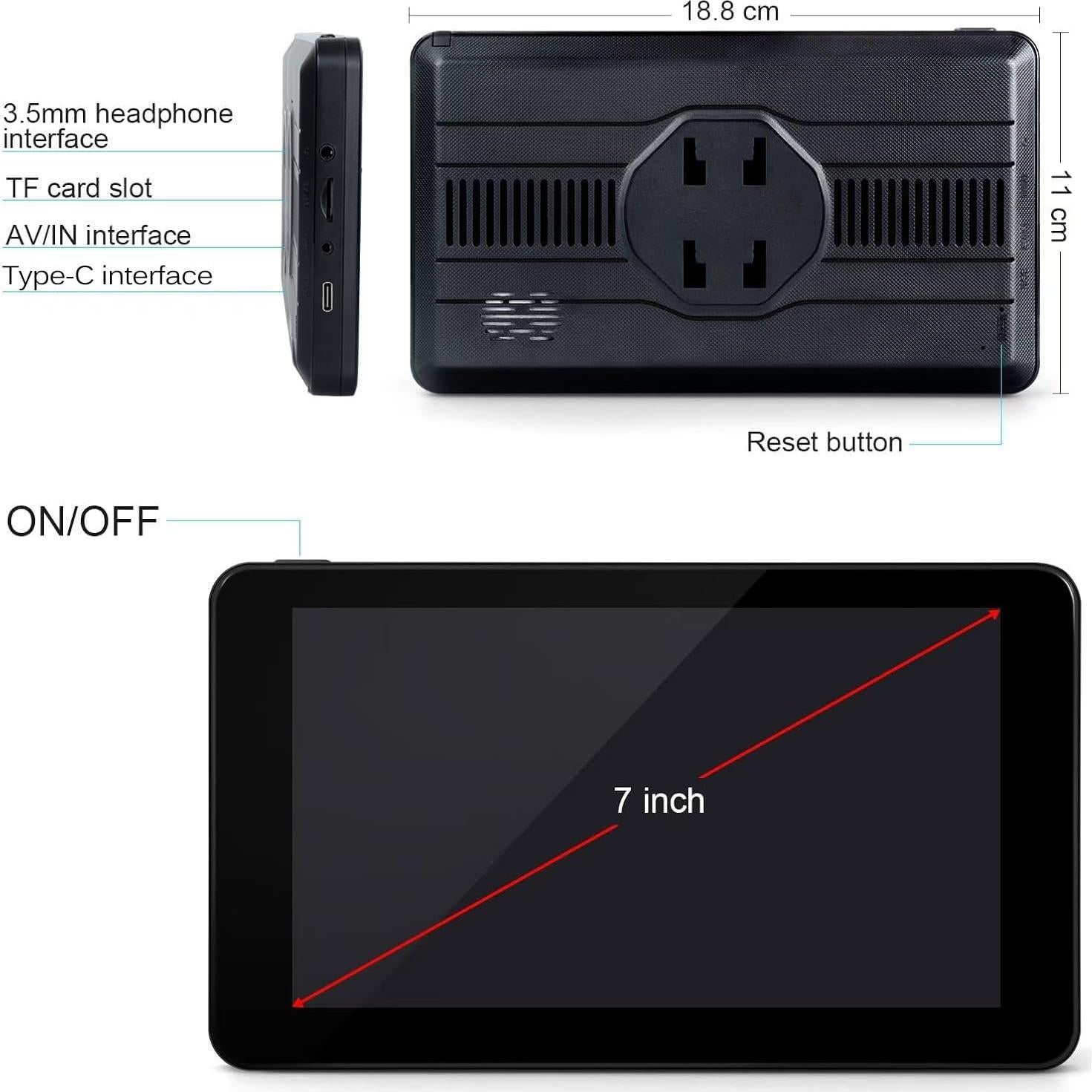 Pantalla Portátil 7" MRSXWPY Carplay Inalámbrica GPS Bluetooth