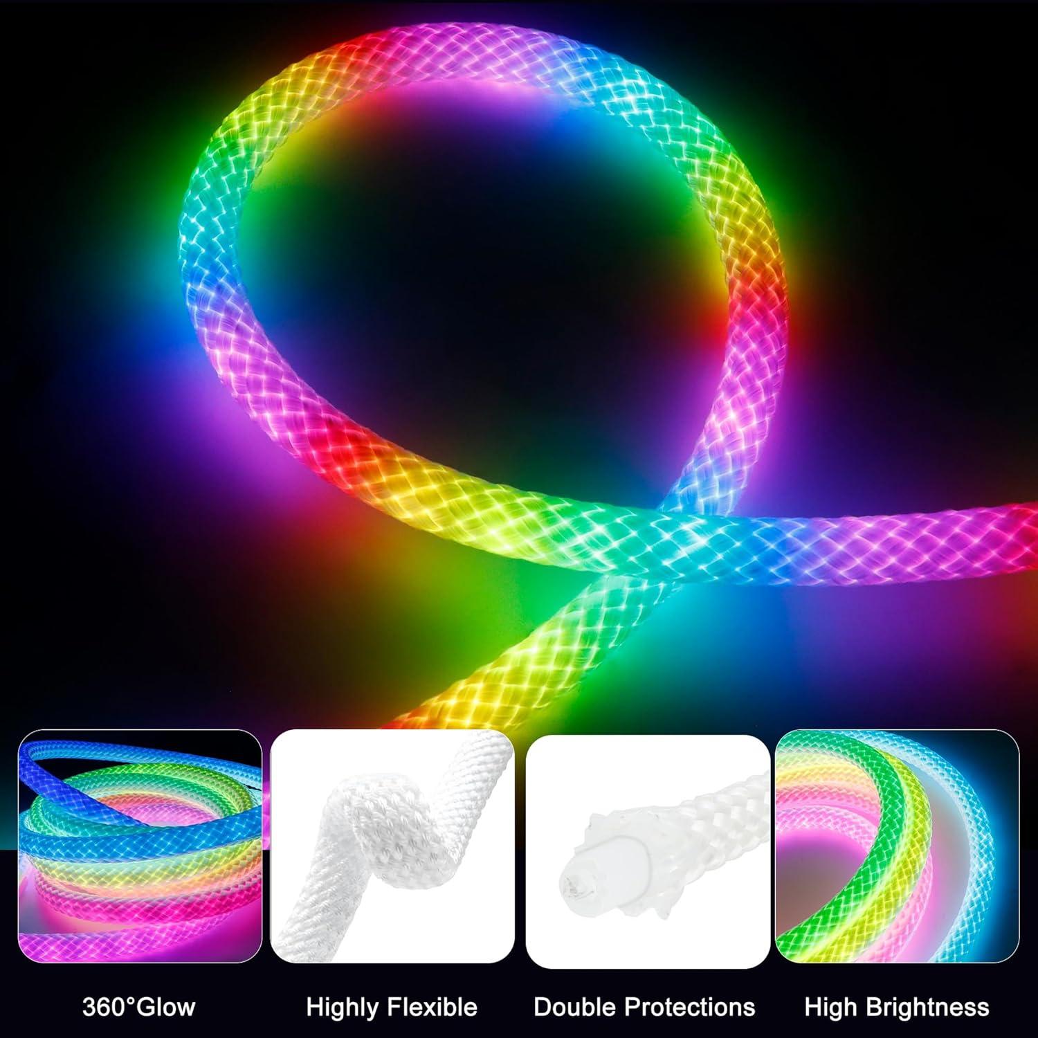 maylit 360 Degree Luminous Reticulate Weave Rope Lights, 10ft Addressable ICRGB LED Strip Lights, Music Sync, DIY Design, USB Powered Flexible LED Lights for Gaming Room Living Bedroom Wall Decor