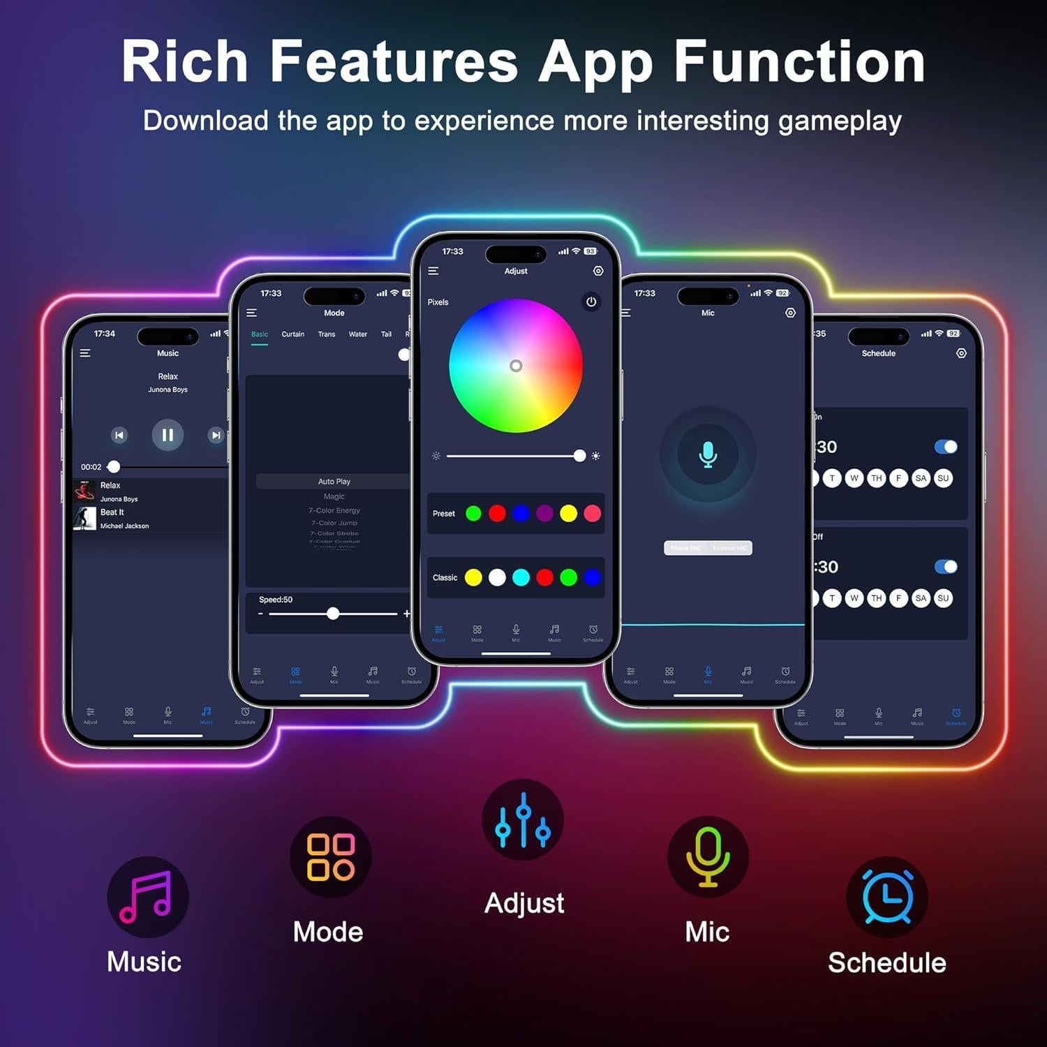 maylit 360 Degree Luminous Reticulate Weave Rope Lights, 10ft Addressable ICRGB LED Strip Lights, Music Sync, DIY Design, USB Powered Flexible LED Lights for Gaming Room Living Bedroom Wall Decor