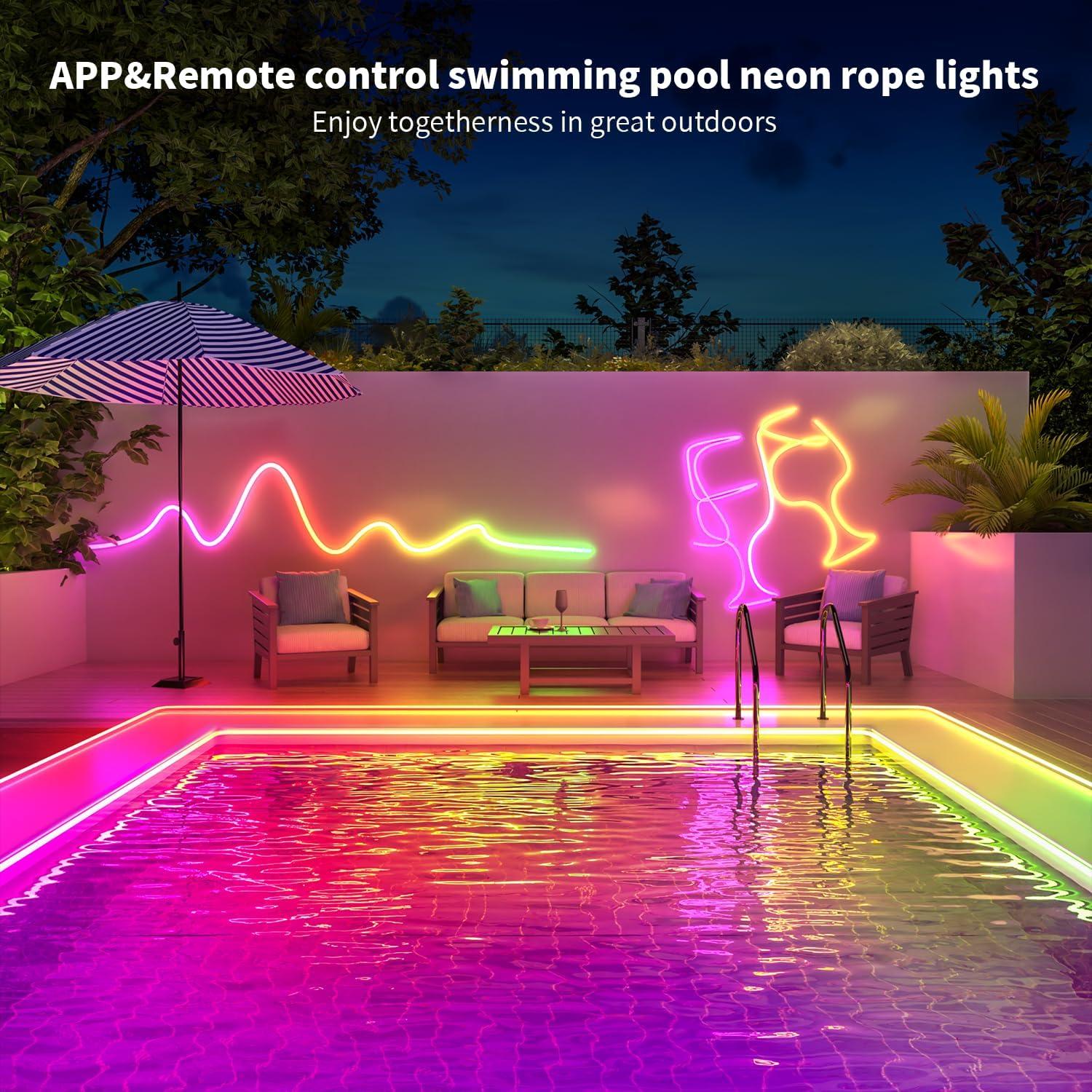 Luces de Cuerda Neón MEIYING 10m RGB-IC LED IP67 Control APP