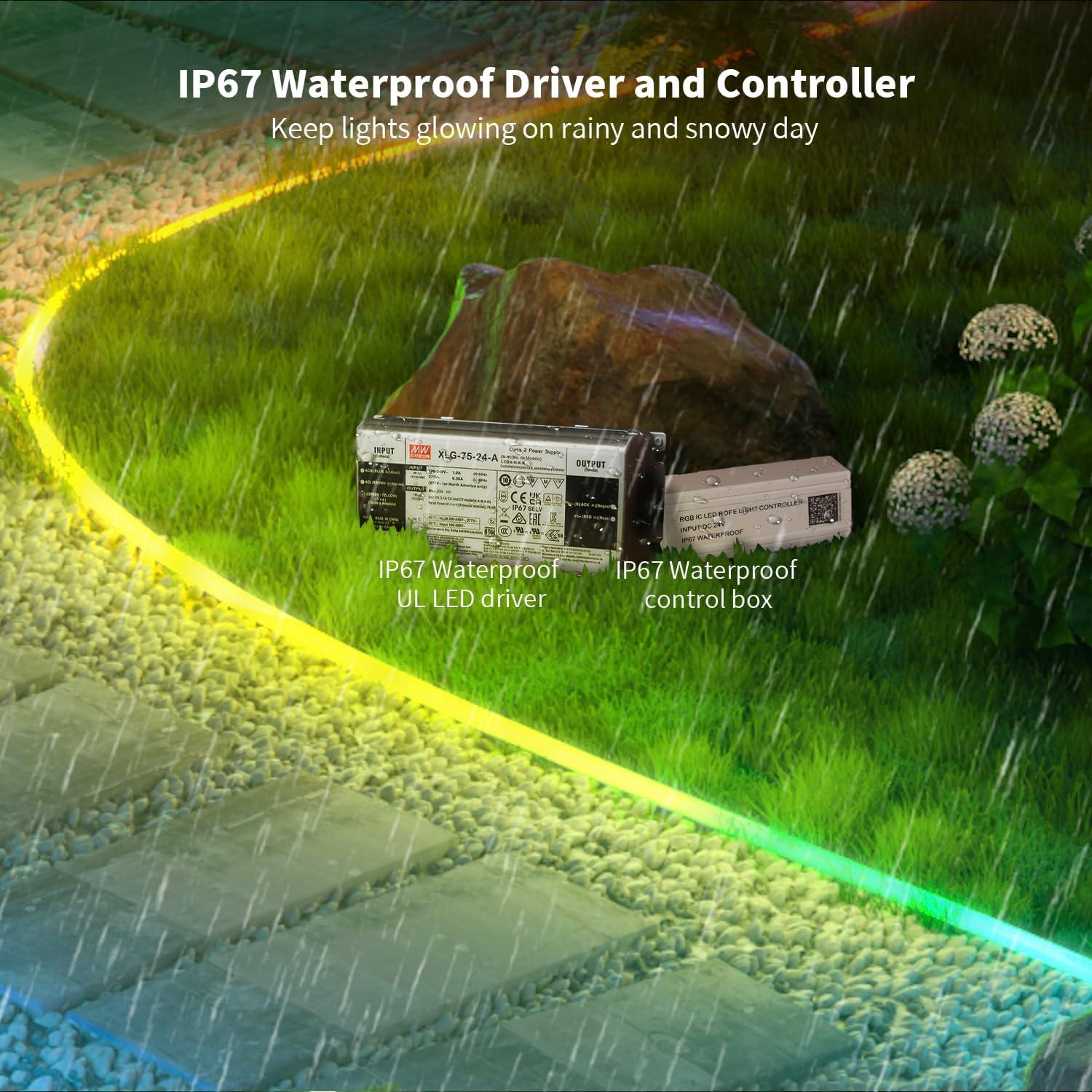 Luces de Cuerda Neón MEIYING 10m RGB-IC LED IP67 Control APP