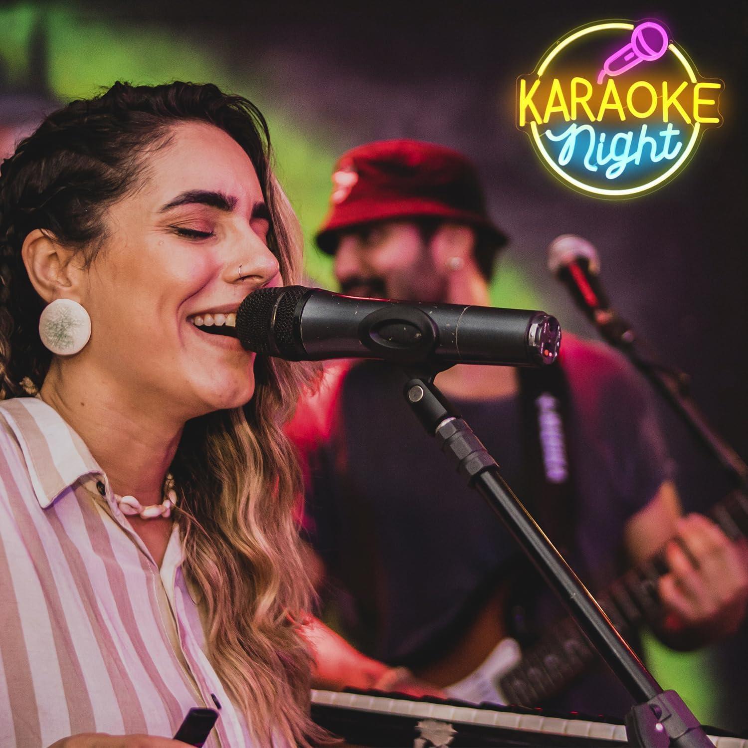 Cartel de Neón Karaoke LED CKTBLEY 33x32.5cm Decoración Pared