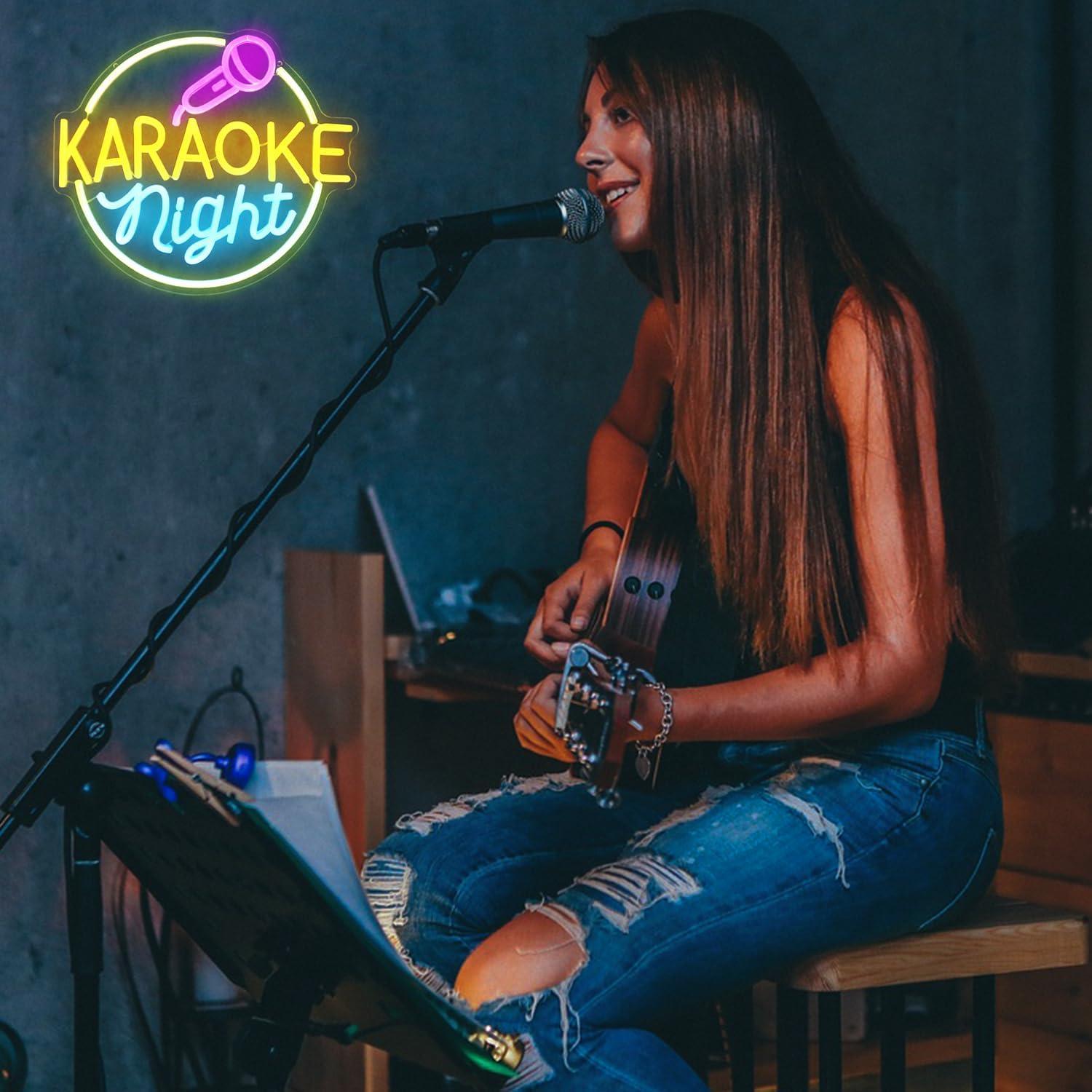 Cartel de Neón Karaoke LED CKTBLEY 33x32.5cm Decoración Pared