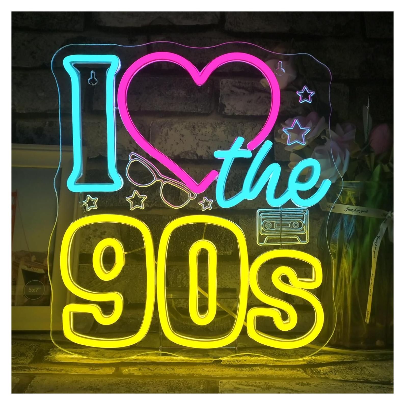 Letrero Neón LED Looklight Me Encanta los 90s 29x32cm