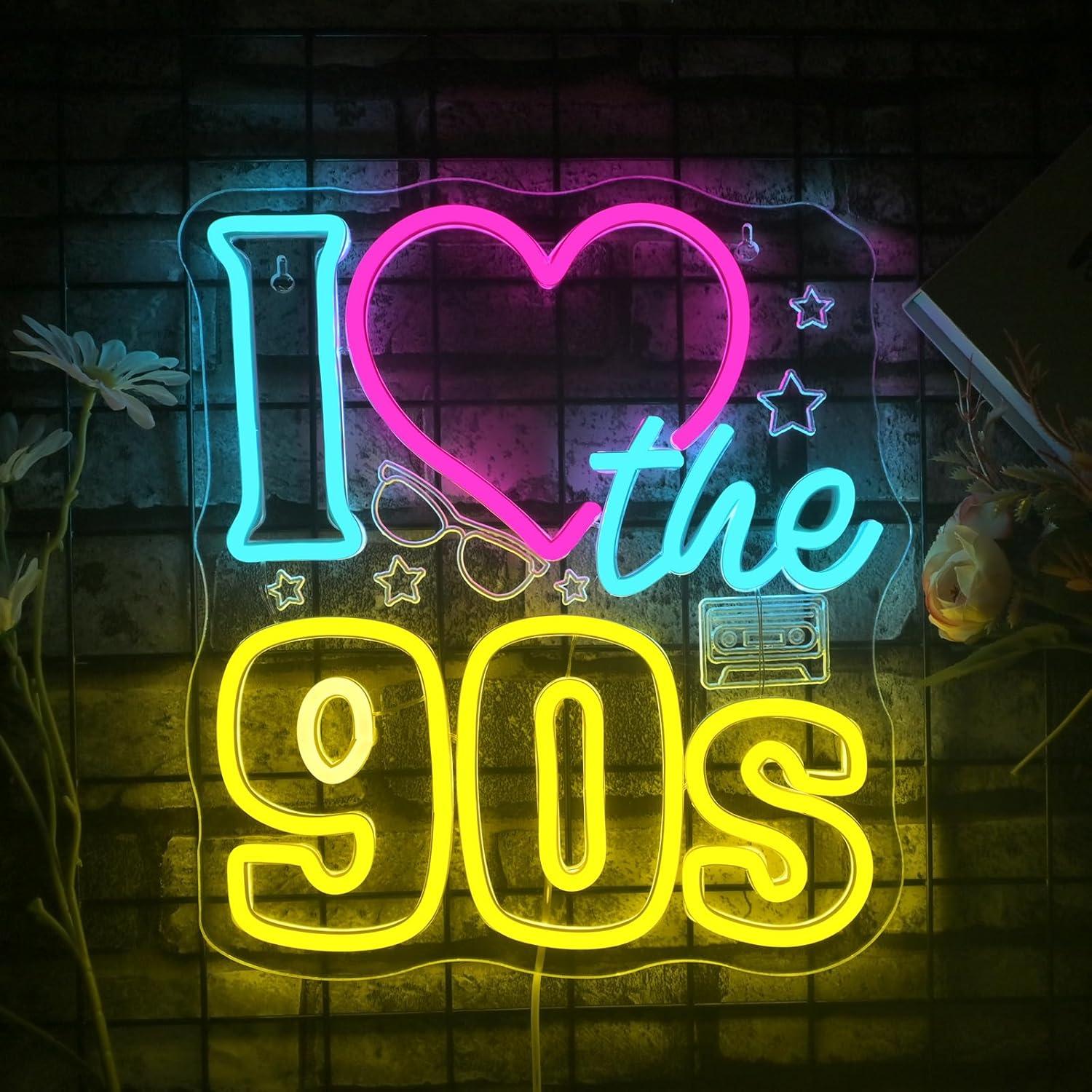 Letrero Neón LED Looklight Me Encanta los 90s 29x32cm
