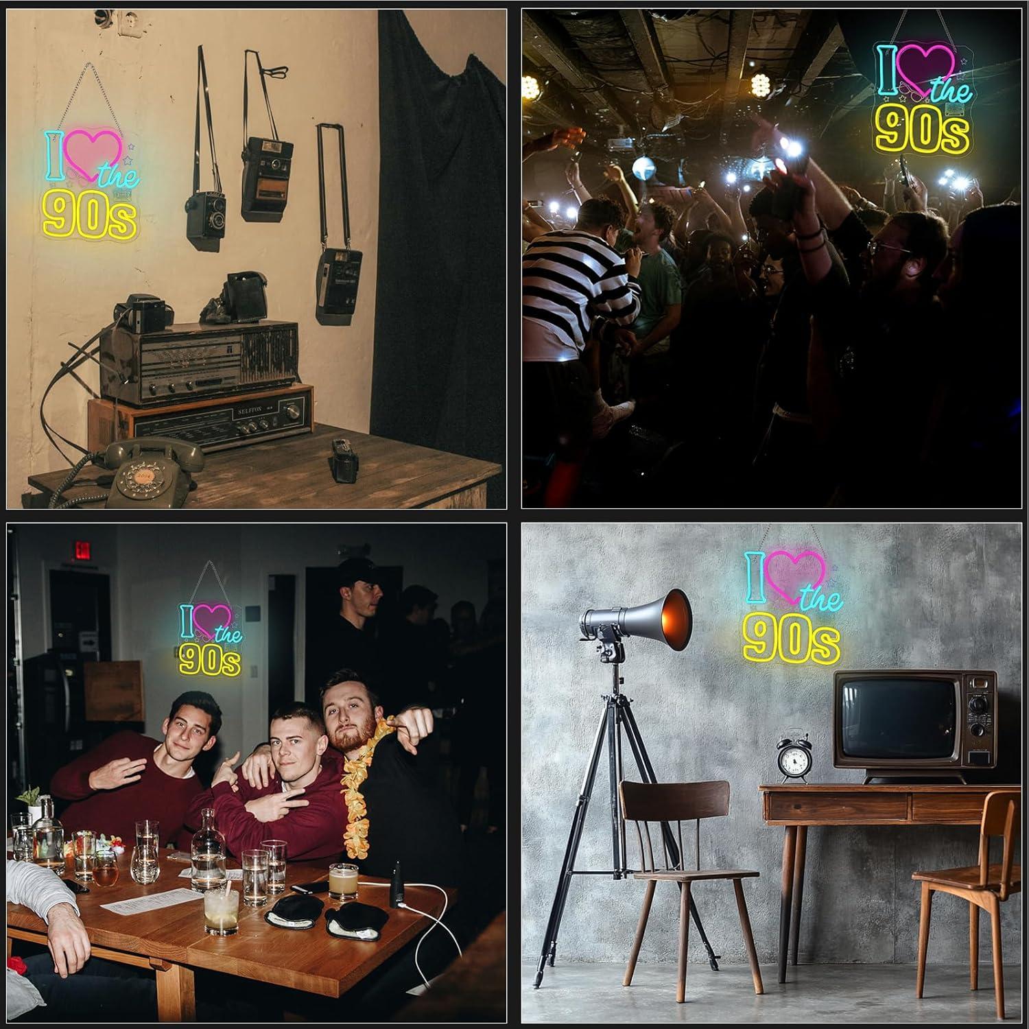 Letrero Neón LED Looklight Me Encanta los 90s 29x32cm