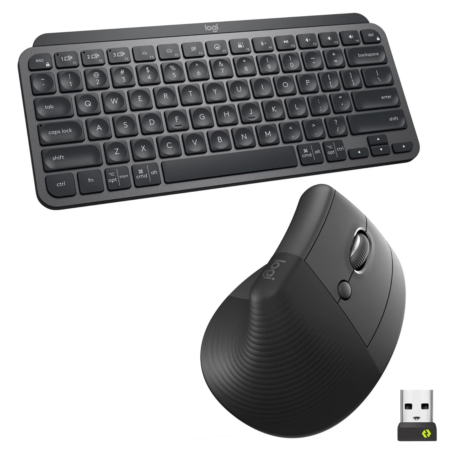 Combo Teclado Logitech MX Keys Mini y Ratón Vertical Lift - Inalámbrico, Retroiluminado, Ergonomía