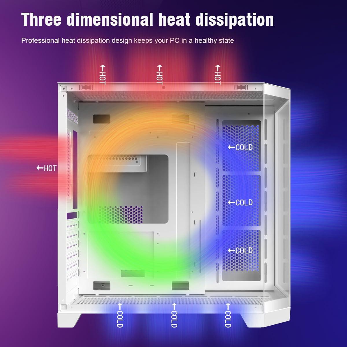 Caja de PC RUIX OV303 Mid-Tower ATX Blanca con 4 Ventiladores ARGB