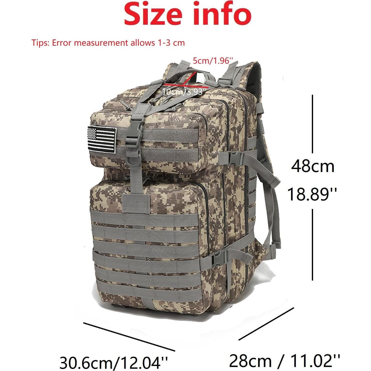 Mochila Táctica Militar THURAM 45L Impermeable Nylon Acu