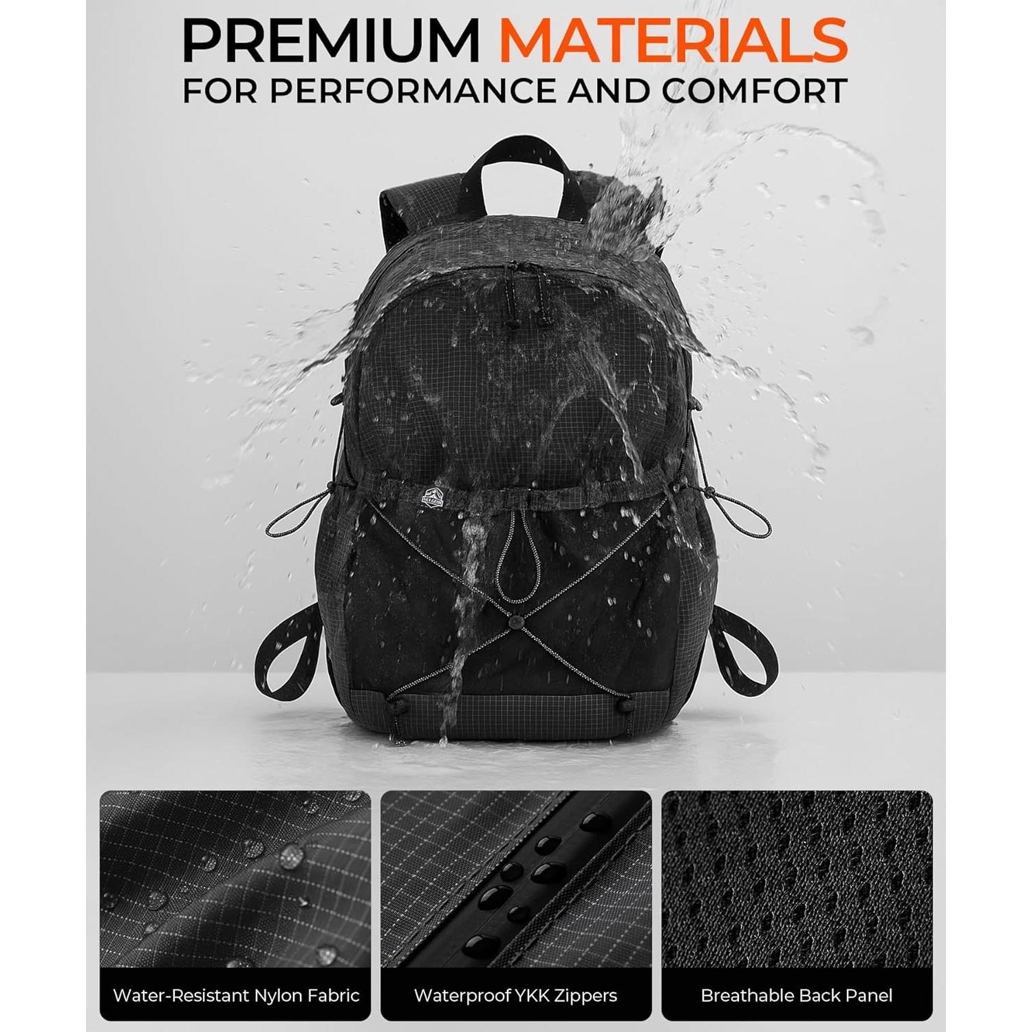 Mochila Impermeable para Laptop 14" Unisex Negra 20L