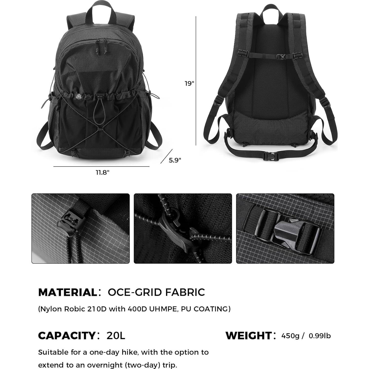 Mochila Impermeable para Laptop 14" Unisex Negra 20L