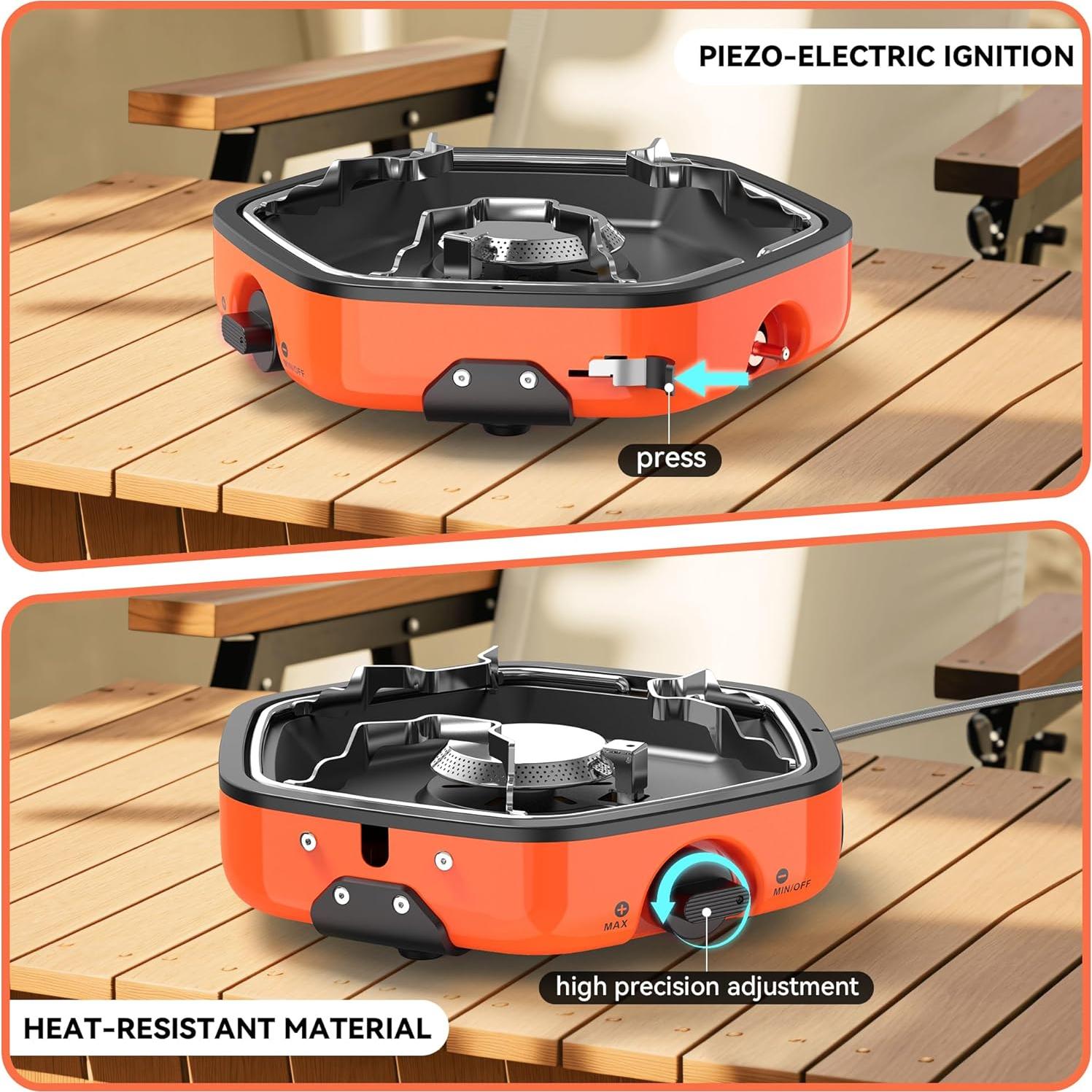 Estufa de Camping Portátil GIGART de Propano 86000 BTU Naranja