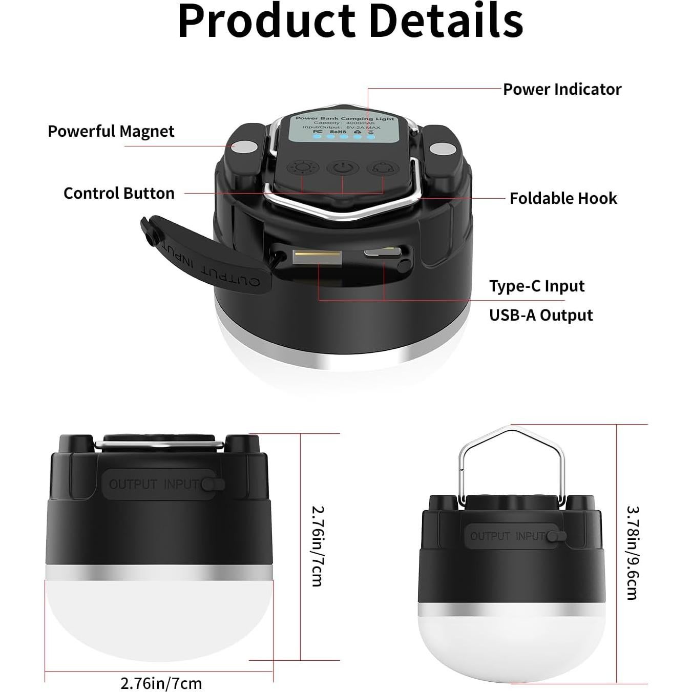 Linterna LED Recargable KEIWRLIGHT con 13 Modos y Banco de Energía
