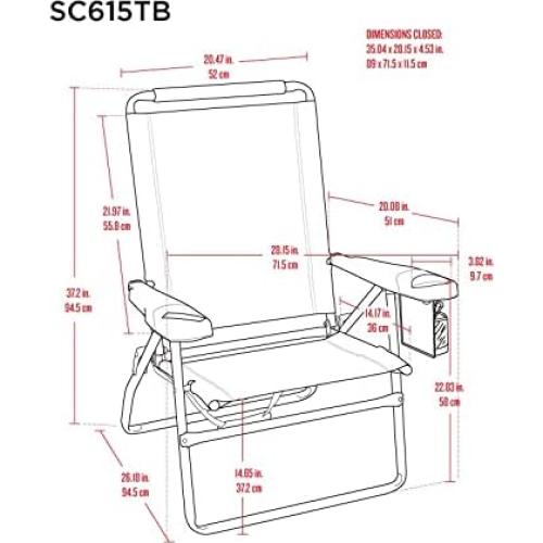 Conjunto de 2 Sillas de Playa Tommy Bahama 4 Posiciones 38.1 cm