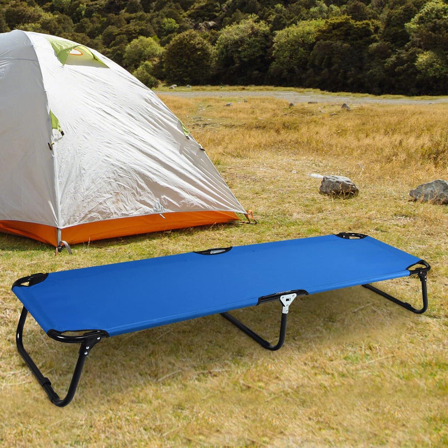 Cama de Camping Plegable Tangkula, Estructura de Acero, 191.8x55.9 cm