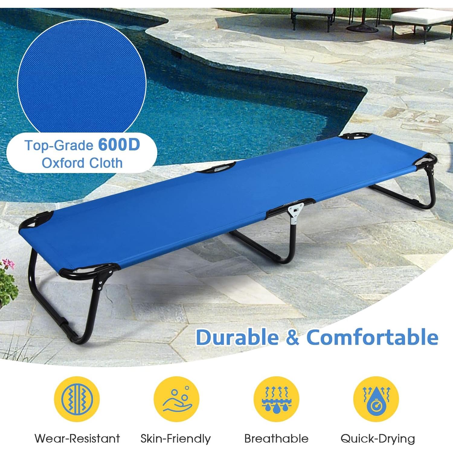 Cama de Camping Plegable Tangkula, Estructura de Acero, 191.8x55.9 cm