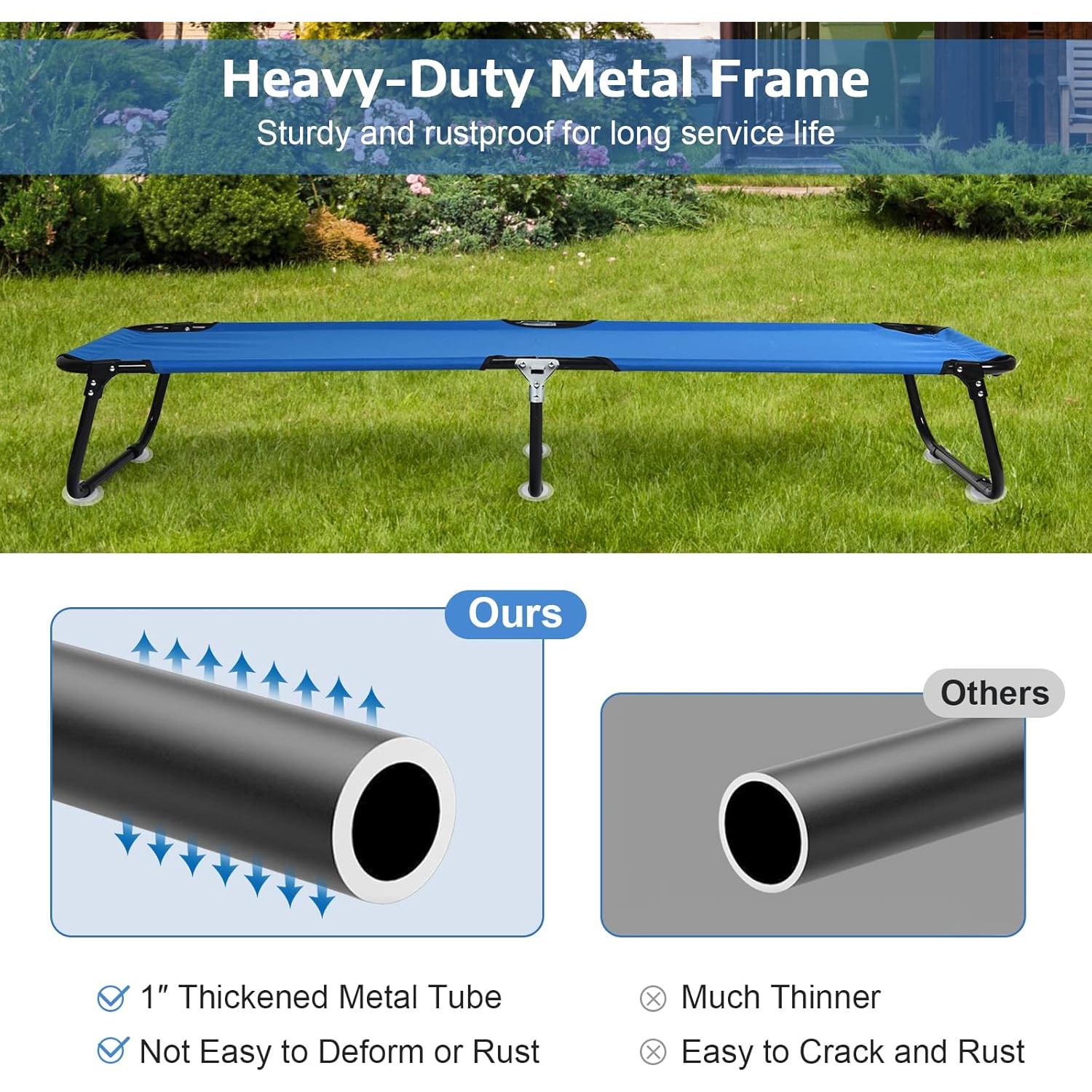 Cama de Camping Plegable Tangkula, Estructura de Acero, 191.8x55.9 cm