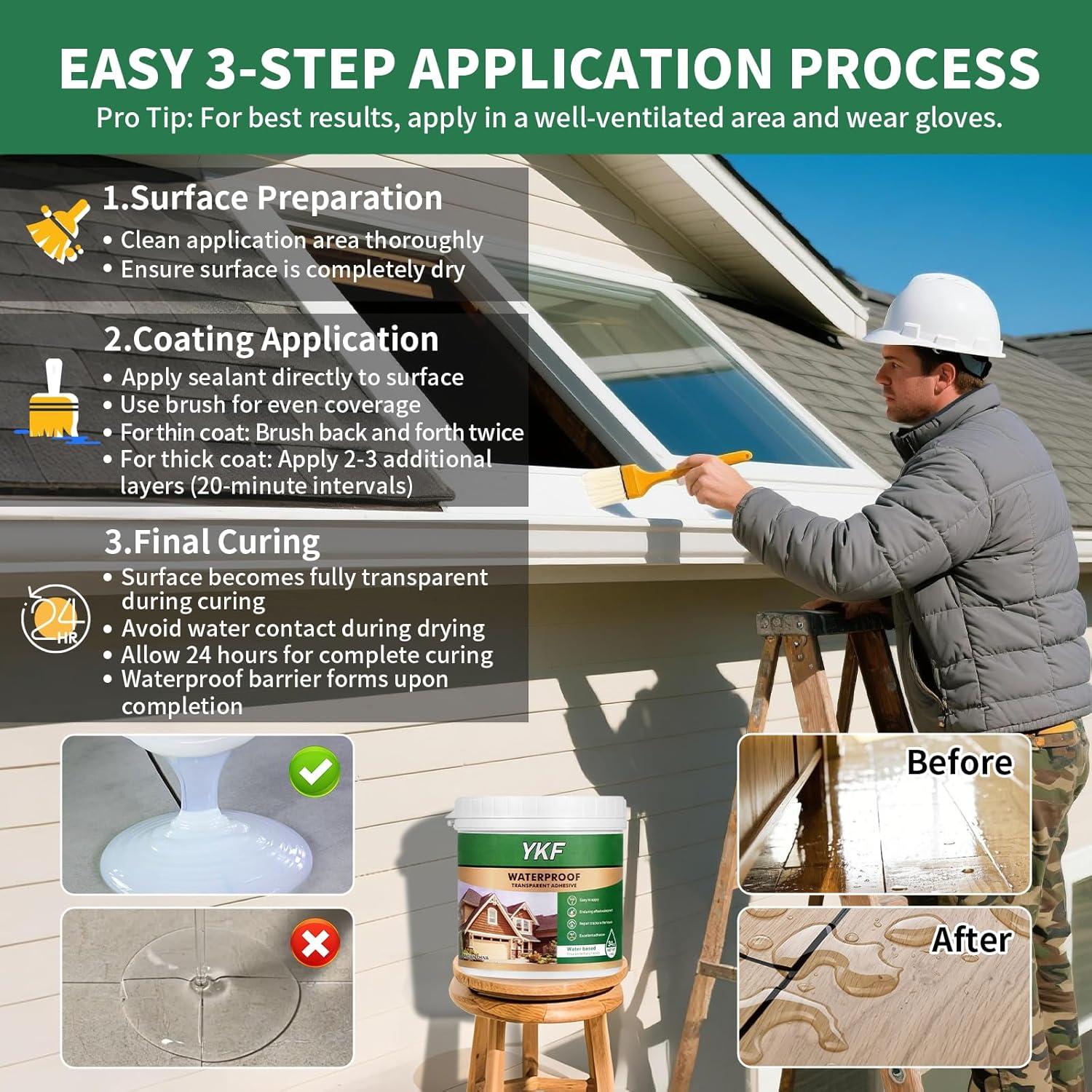 Sellador Impermeable Transparente YKF 12 Oz para Fugas