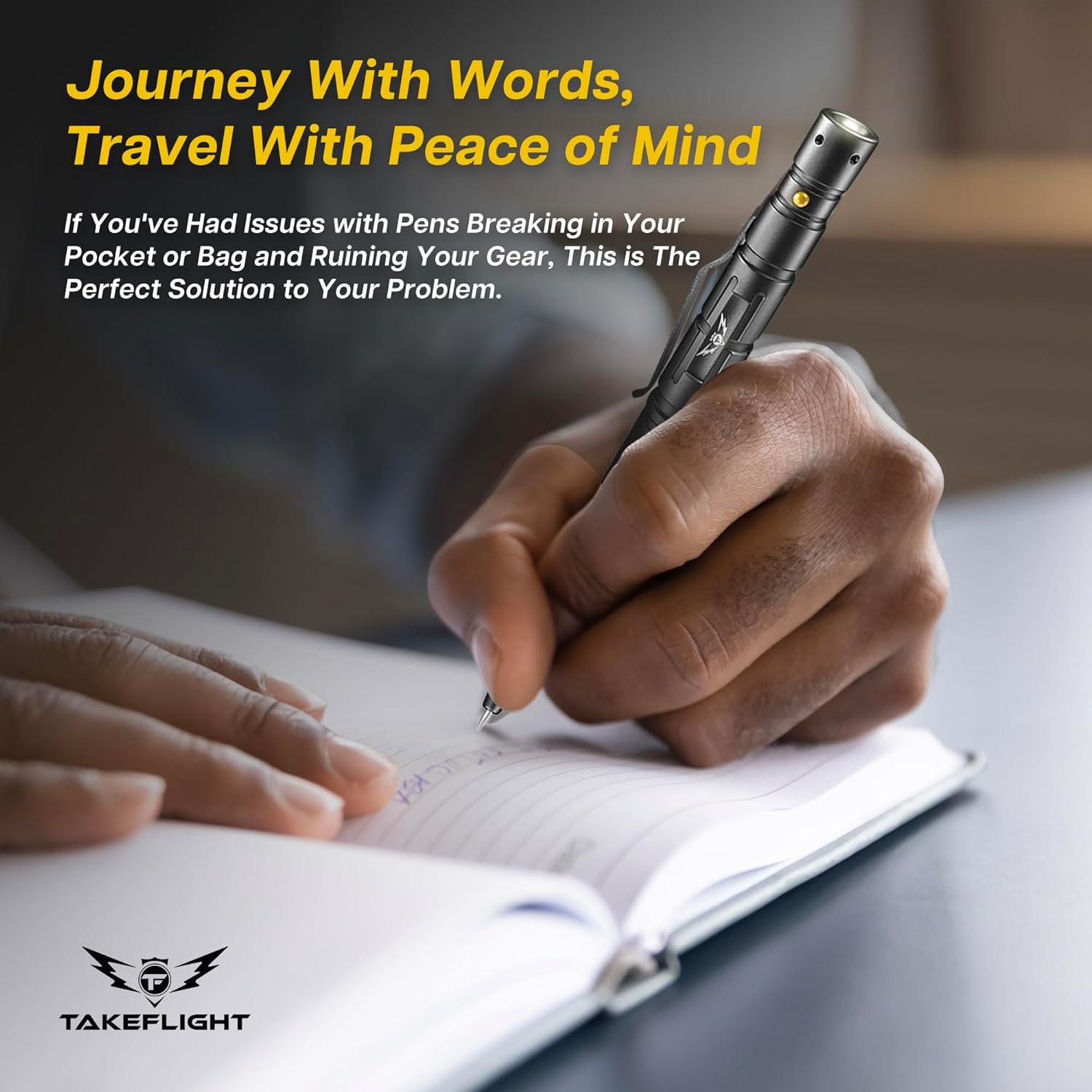 Bolígrafo Táctico TF TAKEFLIGHT con Linterna y Rompevidrios