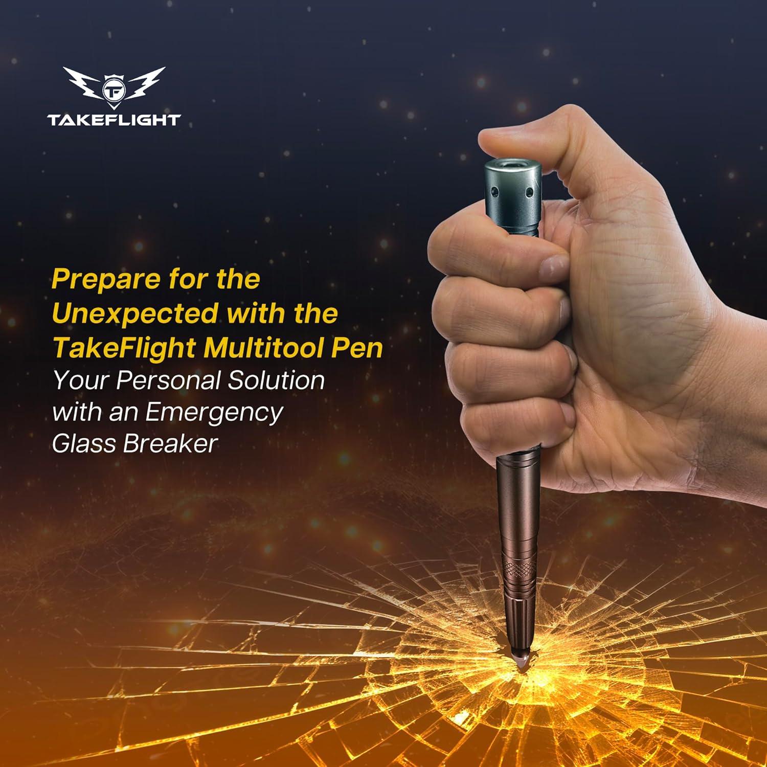 Bolígrafo Táctico TF TAKEFLIGHT con Linterna y Rompevidrios