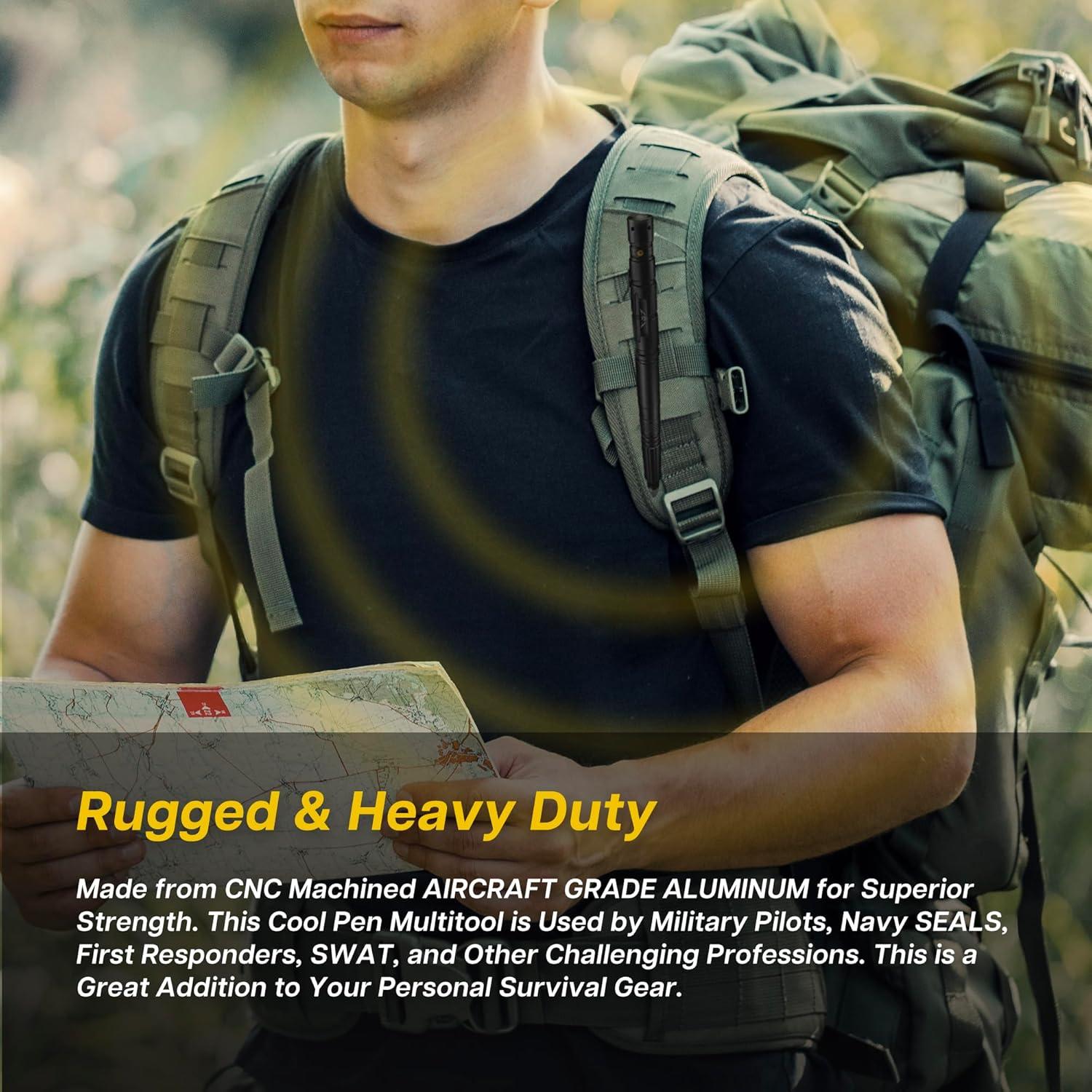 Bolígrafo Táctico TF TAKEFLIGHT con Linterna y Rompevidrios