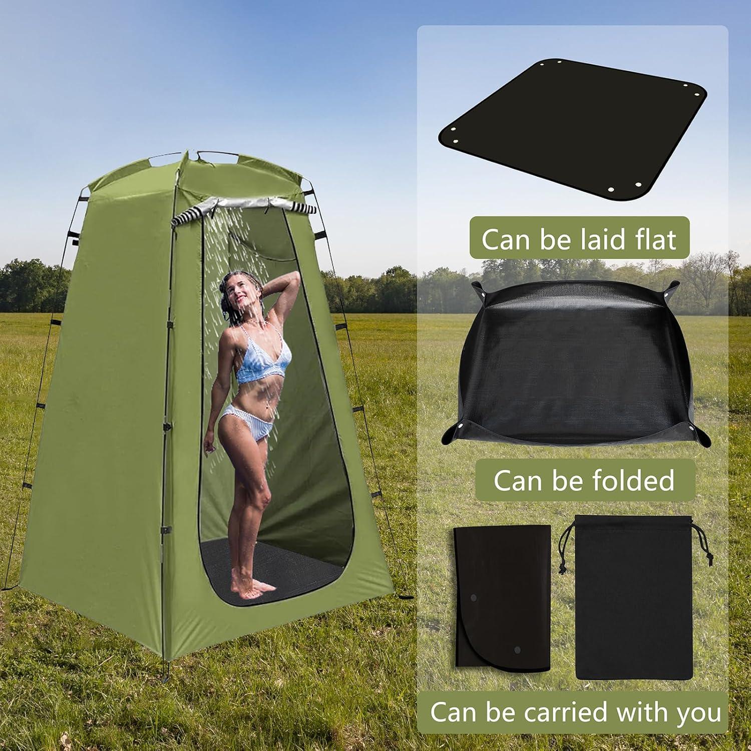 Alfombrilla de Ducha Portátil QTRQTR 100x100 cm para Camping