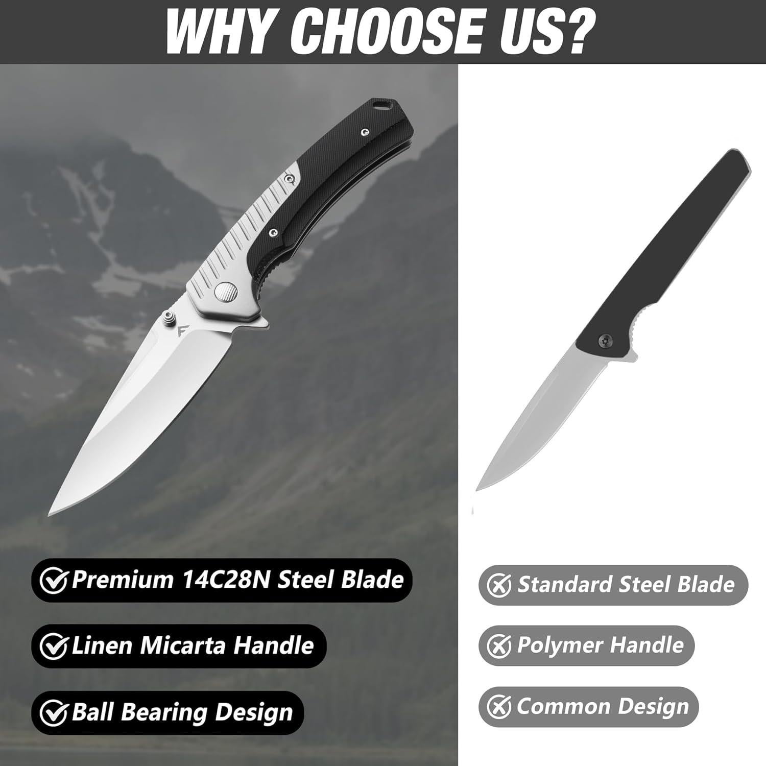 Cuchillo de bolsillo FLISSA plegable 8.5 cm acero inoxidable