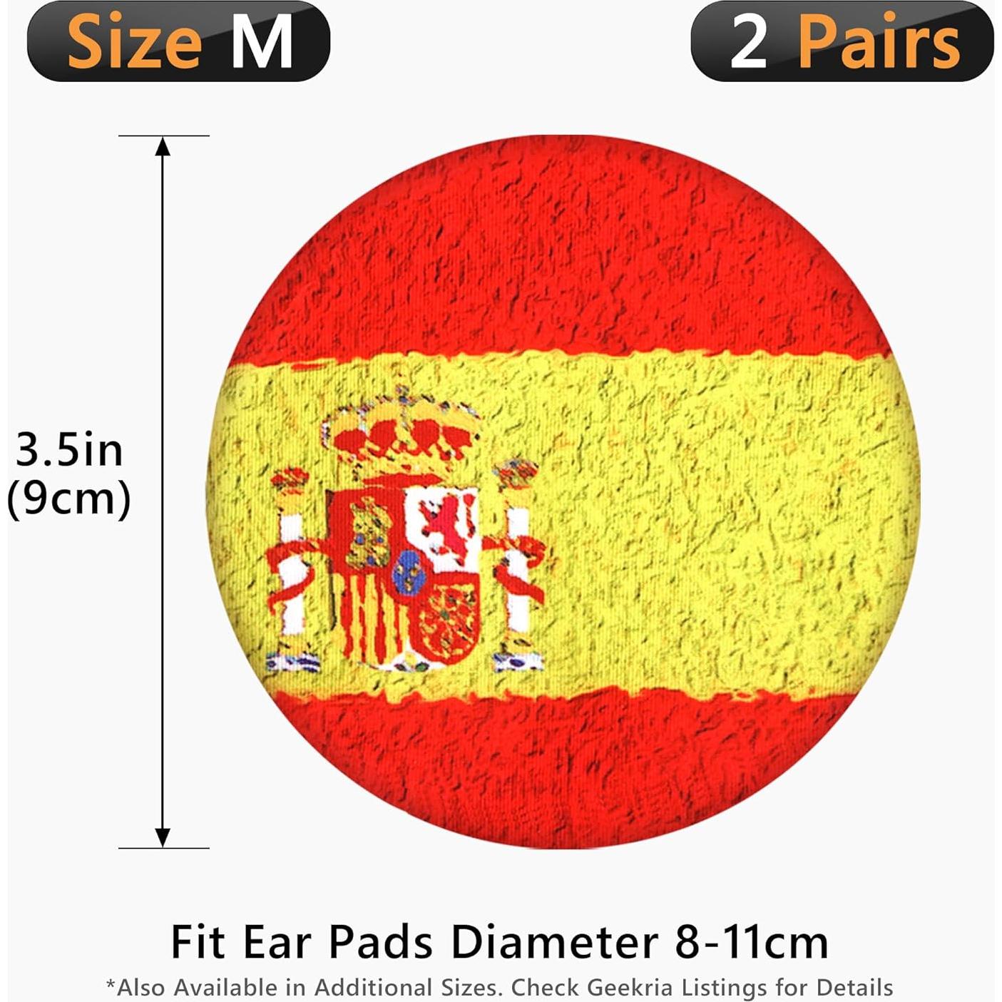 Geekria Cubiertas Lavables para Auriculares - Bandera Española - 4 Piezas