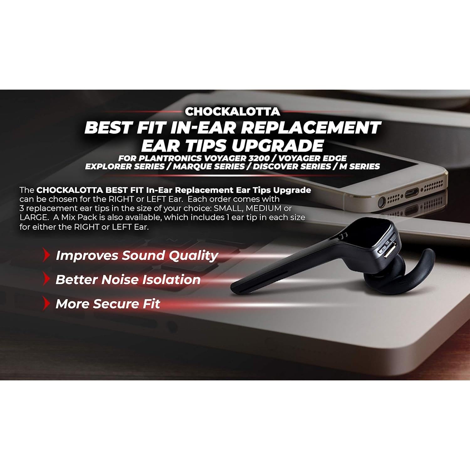 Consejos de Reemplazo In-Ear CHOCKALOTTA para Plantronics - Grande