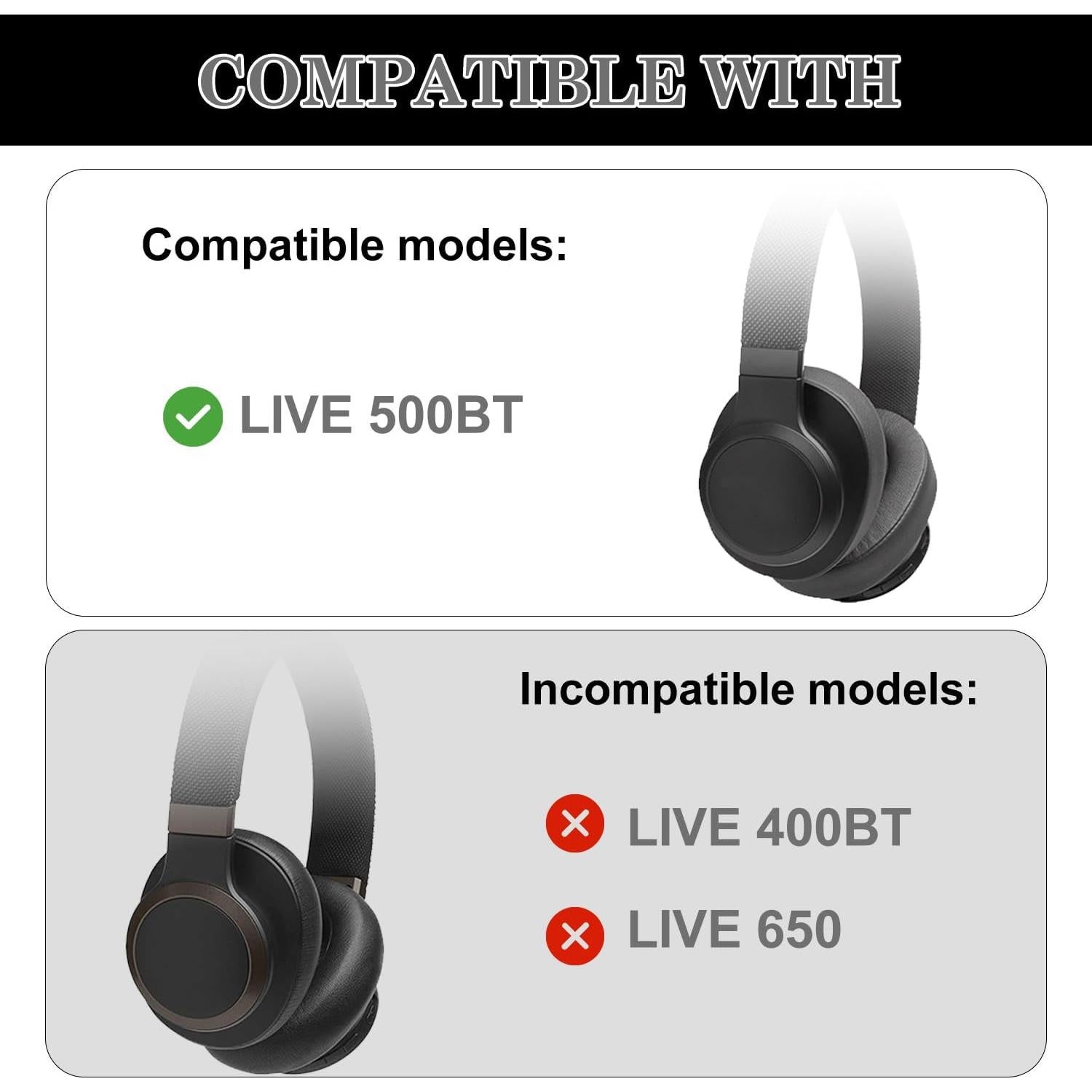 Almohadillas de Reemplazo Aiivioll para Auriculares JBL Live 500BT - Negro