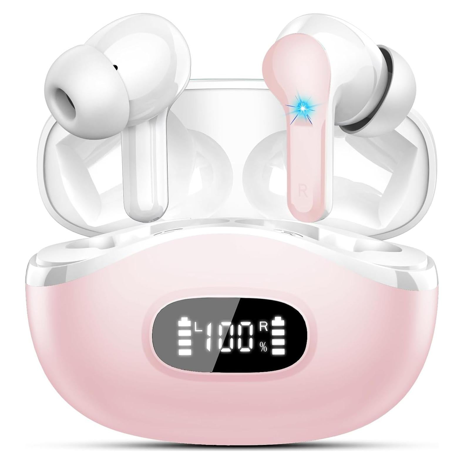 Auriculares Inalámbricos AOSRAU I63 Bluetooth 5.4 48H IP7 Rosa