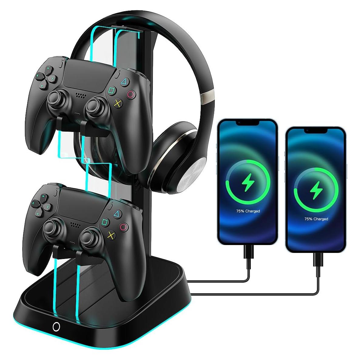 Soporte para Controladores y Auriculares BIFONODKR Negro con RGB