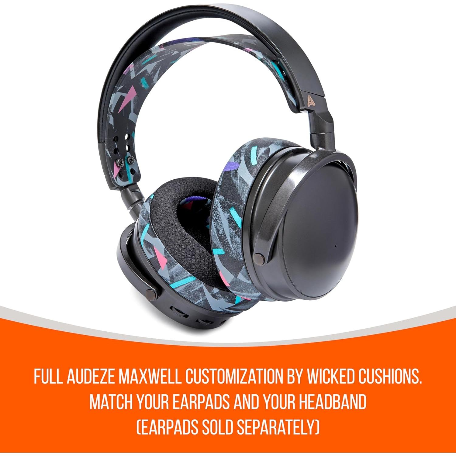 WC HeadbandZ Maxwell - Upgraded Silicone Headband for Audeze Maxwell by Wicked Cushions - Enhanced Flexibility, Comfort, and Style with Matching Earpad Designs| 90's Black