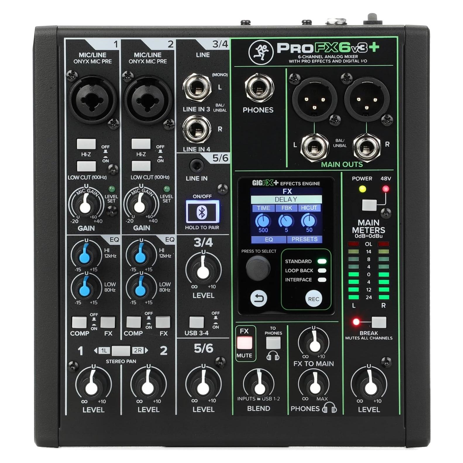 Mezclador Analógico Mackie ProFX6v3+ 6 Canales USB Bluetooth