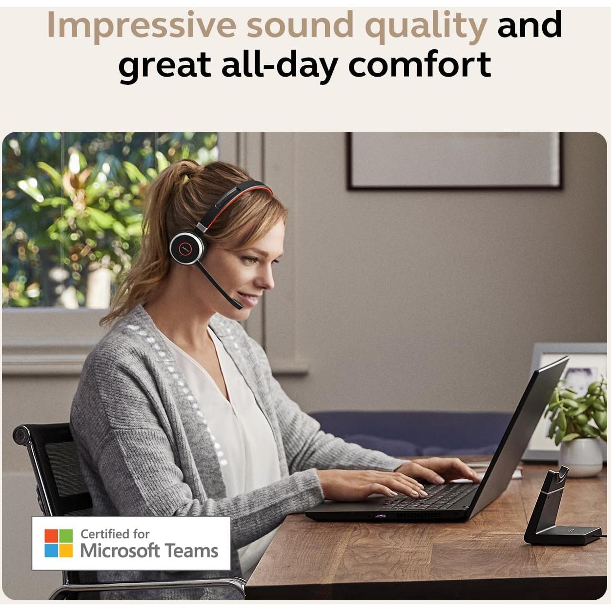 Auricular Inalámbrico Jabra Evolve 65 SE Mono Bluetooth - Cancelación de Ruido, 12h Batería, Conectividad Dual, Certificado MS Teams - Negro