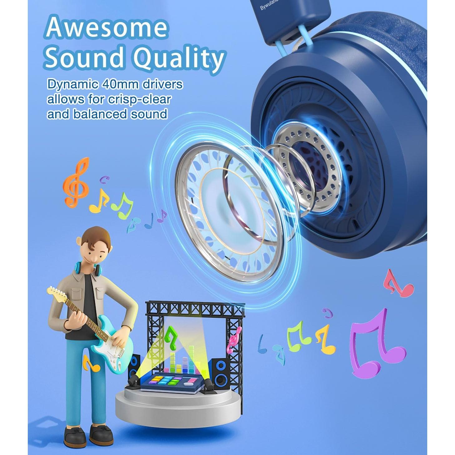 Auriculares USB Tipo C para Niños Bywulanda con Micrófono y LED