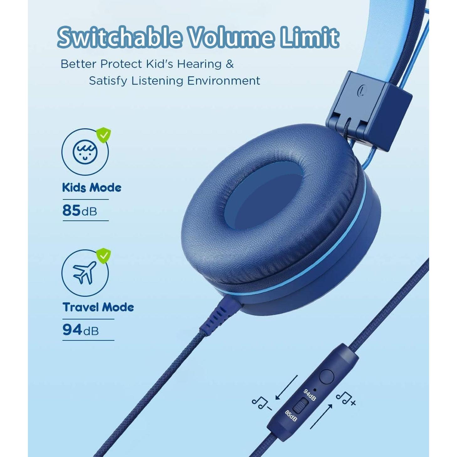 Auriculares USB Tipo C para Niños Bywulanda con Micrófono y LED