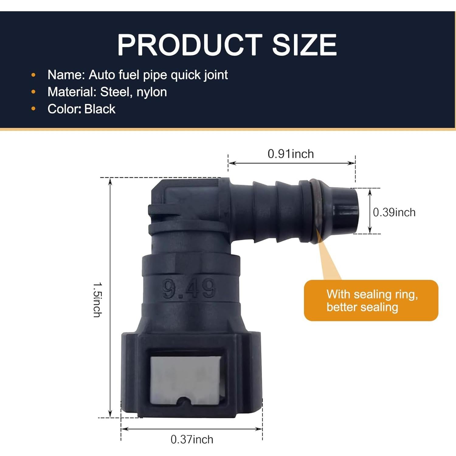 Kit de Reparación de Línea de Combustible JawGrew 2 PCS Codo Negro