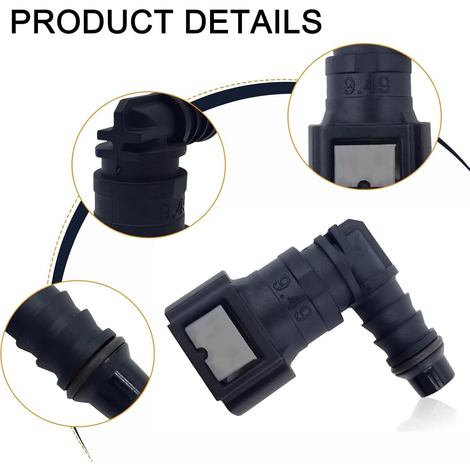 Kit de Reparación de Línea de Combustible JawGrew 2 PCS Codo Negro