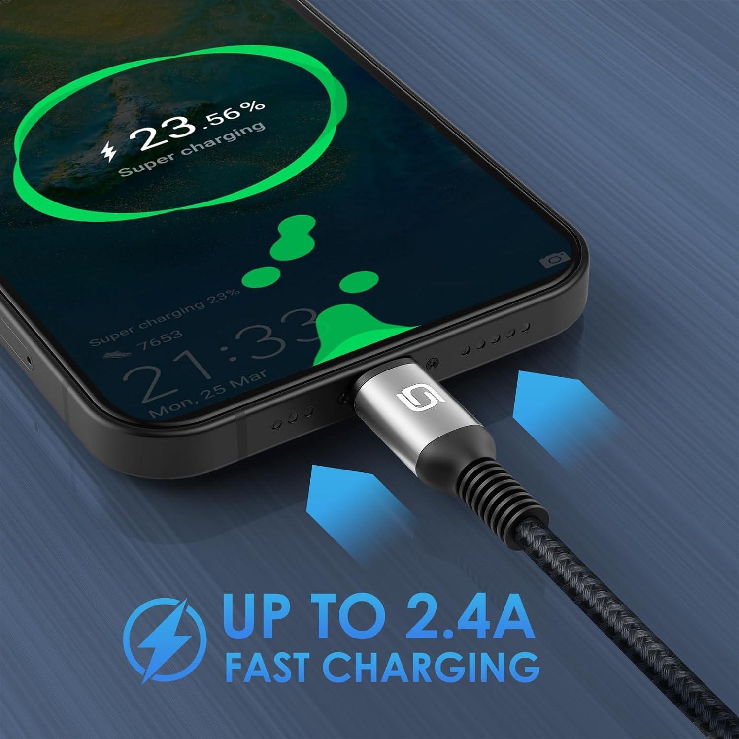 Cable de Carga Rápida para iPhone MFi 3FT - Paquete de 3