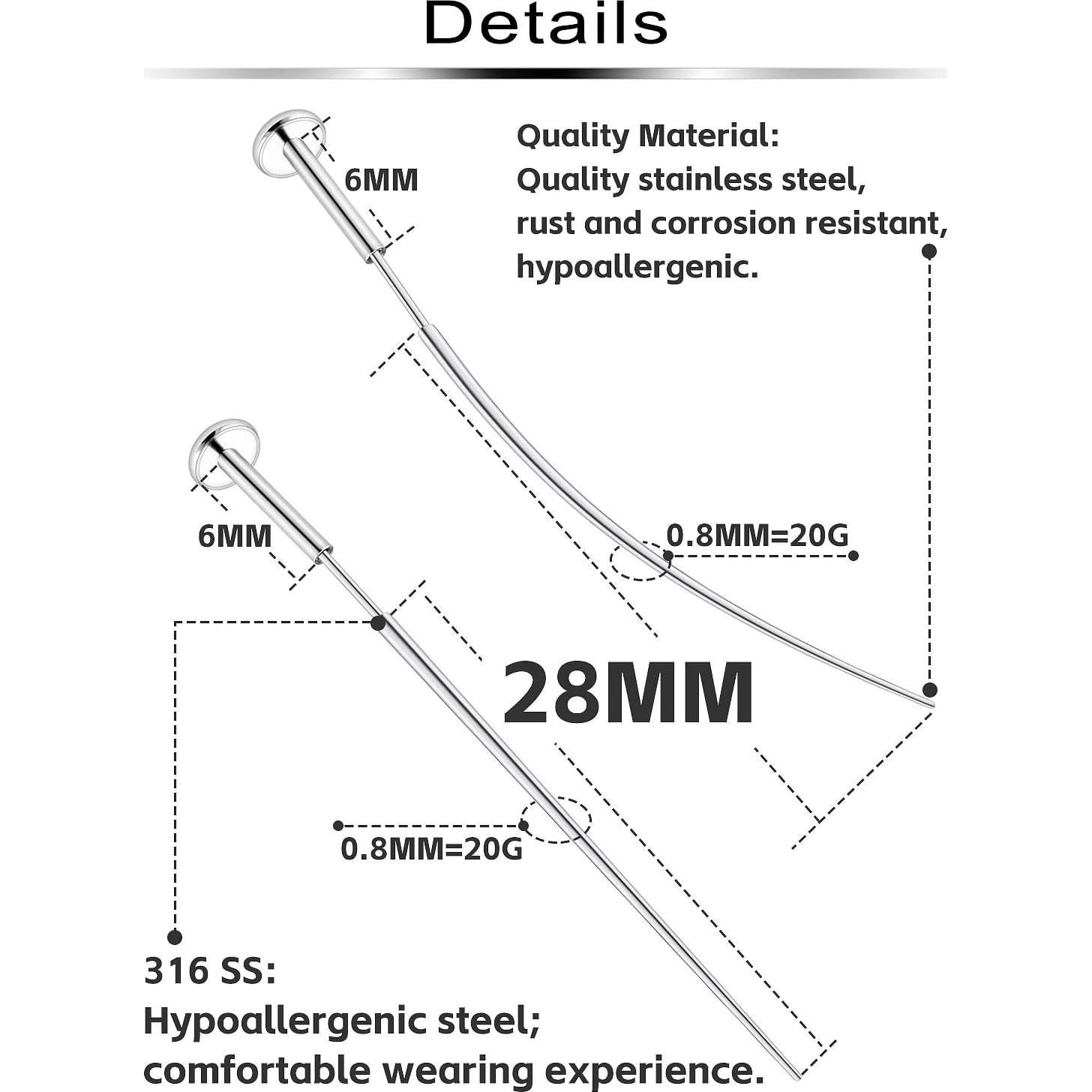 Anillo de nariz sin rosca Pnsgisr 20G acero quirúrgico