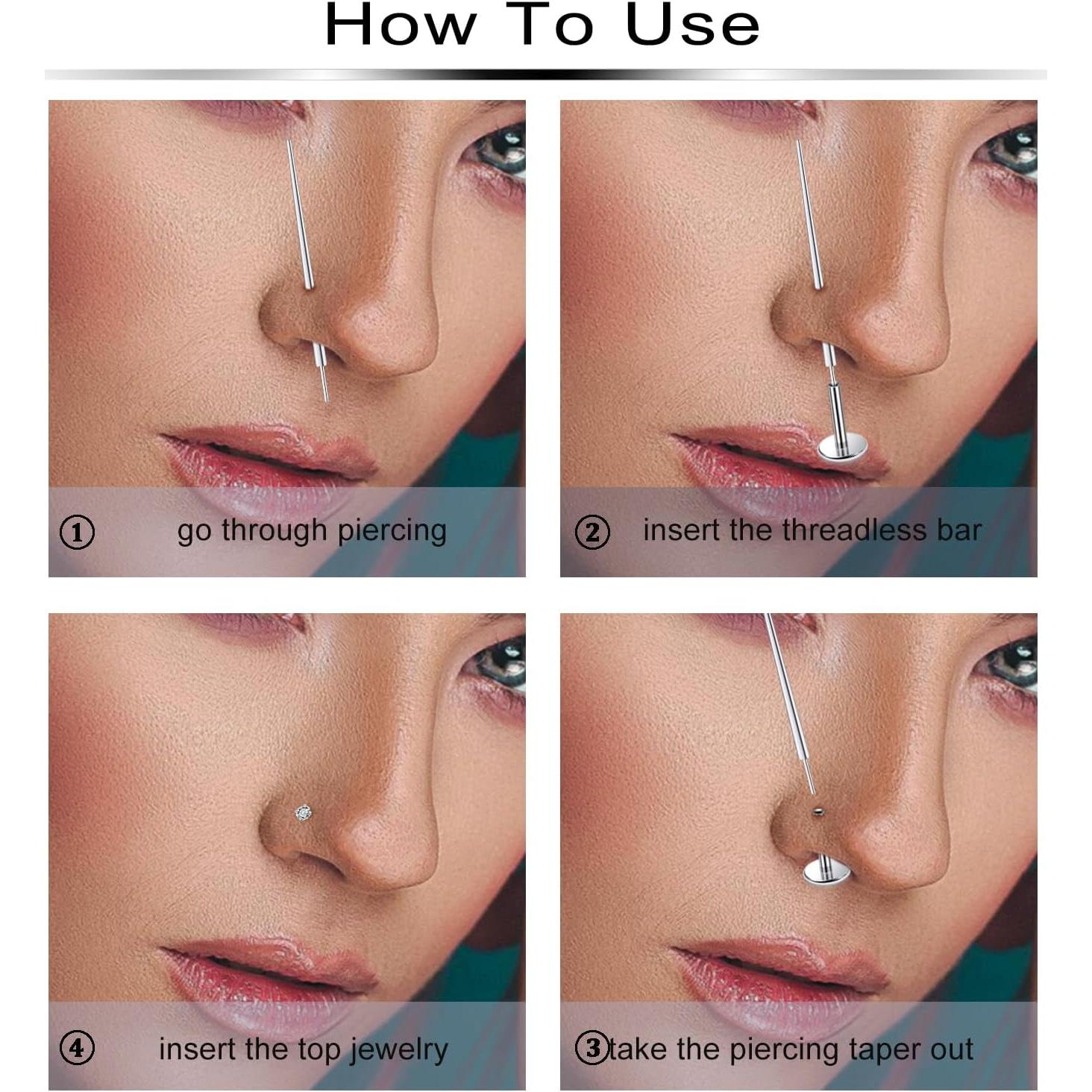 Anillo de nariz sin rosca Pnsgisr 20G acero quirúrgico