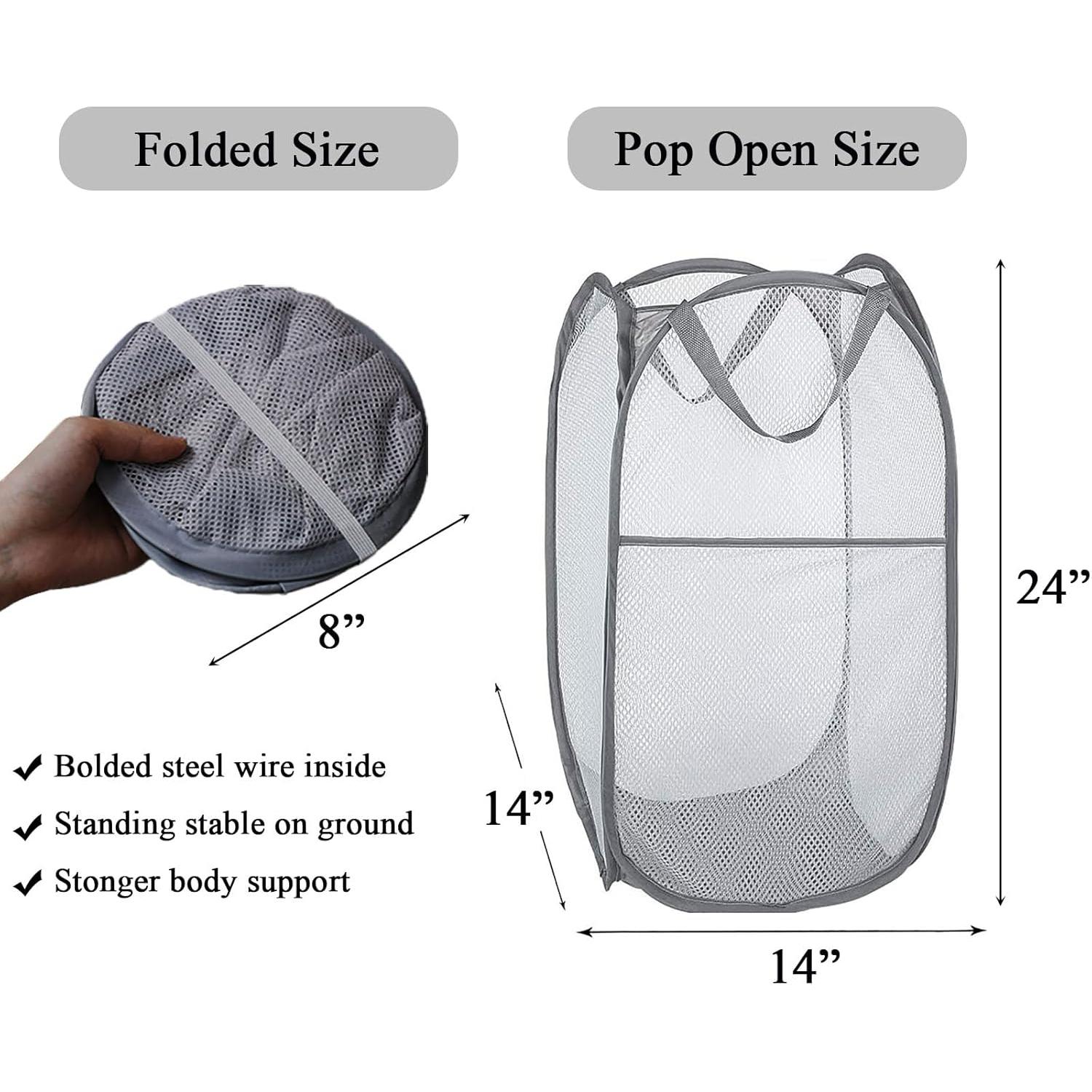 Cesta de Ropa Plegable Larpur 21 Galones Gris con Asas