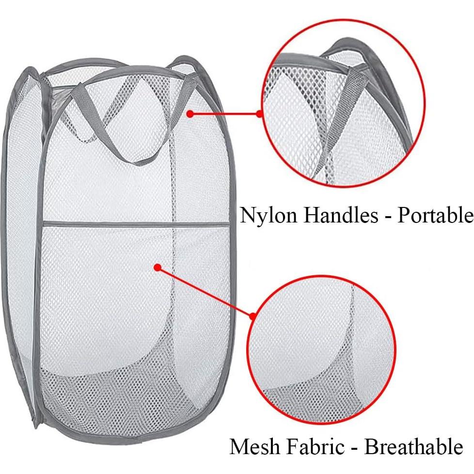 Cesta de Ropa Plegable Larpur 21 Galones Gris con Asas