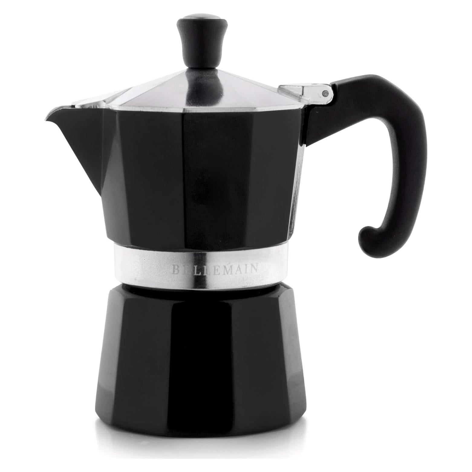 Cafetera Moka Bellemain de Aluminio 3 Tazas Negra