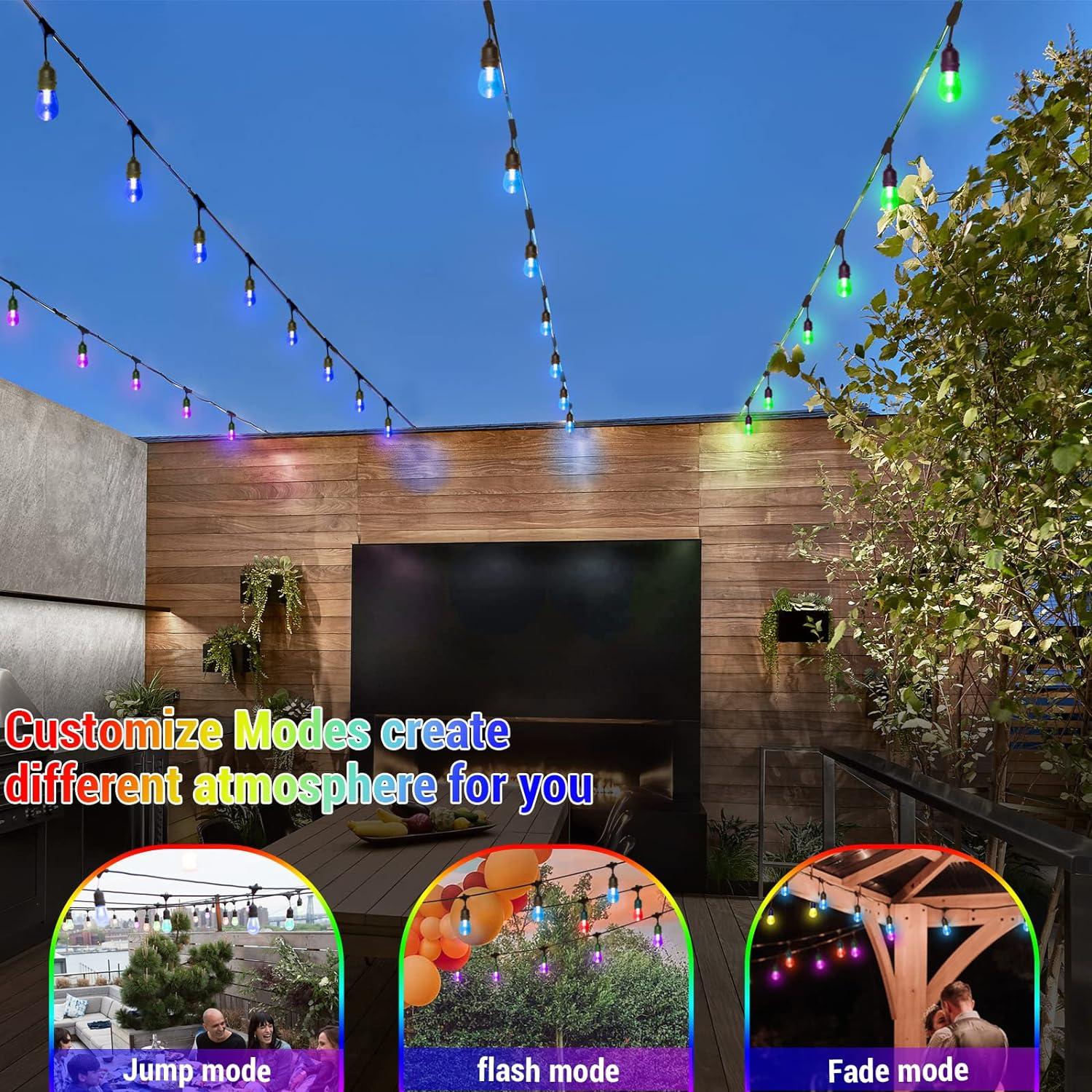 Luces de Cadena Solares RGB WENFENG 48FT 15 Bombillas LED