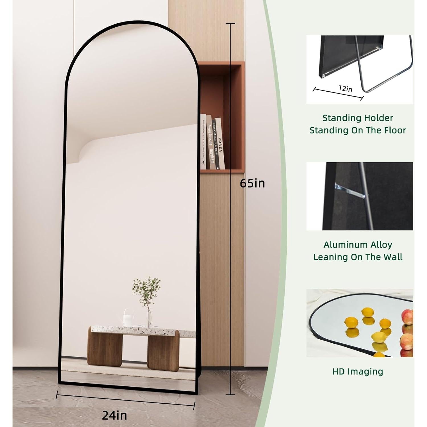 Espejo de Cuerpo Completo Beauty4U 165x61 cm Negro Arco